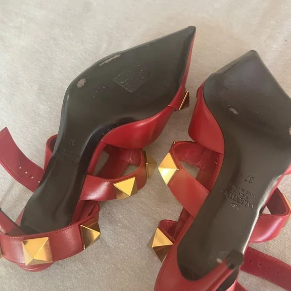 Valentino Red Studded Heels - Picture 11 of 16